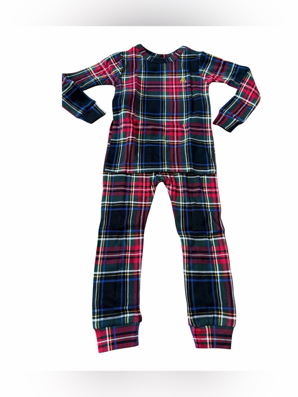 GAP Baby Holiday Two Piece Cotton Pajamas, Black Tartan Plaid, Size 3T, NEW